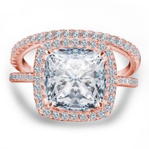 bridal sets - Italo Rose Gold Engagement Ring Affordable Halo Cushion Cut Bridal Set, Italo jewelry - Online Catalog