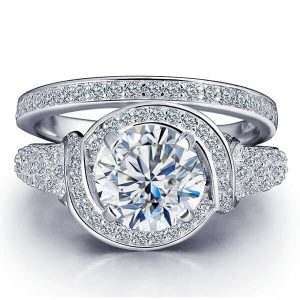 Bridal sets - Italo Halo Knot Design Created White Sapphire Bridal Set, Italo jewelry - Online Catalog
