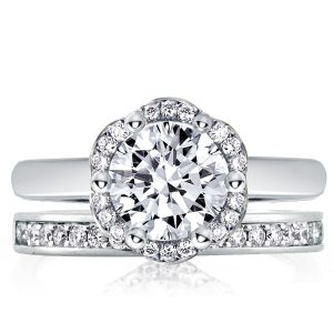 bridal sets - Italo Halo Flower Created White Sapphire Bridal Set, Italo jewelry - Online Catalog