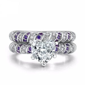 Bridal sets - Italo Heart Ring Set Twisted Rope Ring Silver Bridal Set, Italo jewelry - Online Catalog