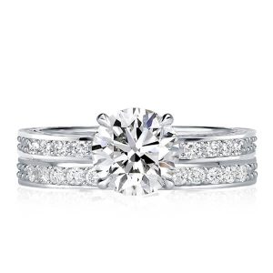 Bridal sets rings - Italo Classic Milgrain Created White Sapphire Bridal Set, Italo jewelry - Online Catalog