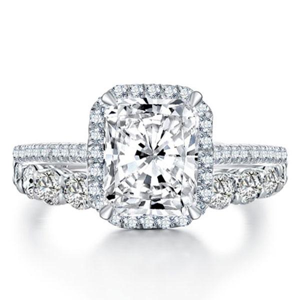 Bridal sets rings - Italo Halo Radiant Created White Sapphire Bridal Set, Italo jewelry - Online Catalog