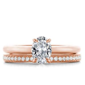 Bridal sets rings - Italo Rose Gold Solitaire Oval Created White Sapphire Bridal Set, Italo jewelry - Online Catalog