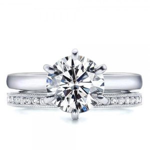 Bridal sets rings - Italo Classic Solitaire Created White Sapphire Bridal Set, Italo jewelry - Online Catalog