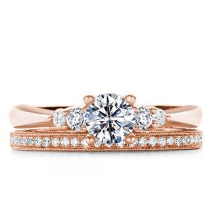 Bridal sets rings - Italo Rose Gold Five Stone Created White Sapphire Bridal Set, Italo jewelry - Online Catalog