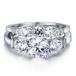 Bridal sets rings - Italo Three Stone Wrap Design Created White Sapphire Bridal Set, Italo jewelry - Online Catalog