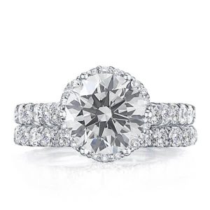 Bridal sets rings - Italo Classic Halo Milgrain Created White Sapphire Bridal Set, Italo jewelry - Online Catalog
