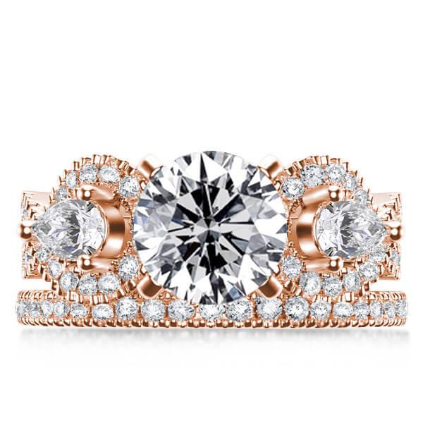 bridal sets - Rose Gold Three Stone Twist Bridal Set, Italo jewelry - Online Catalog