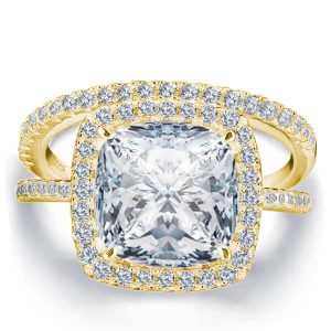 Bridal sets rings - Classic Halo Cushion Bridal Set (5.86 CT. TW.), Italo jewelry - Online Catalog
