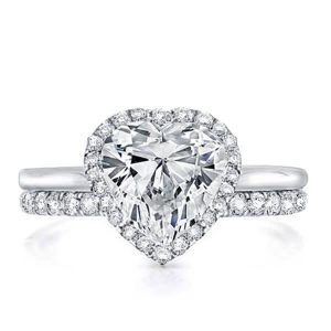 Bridal sets rings - Italo Solitaire Heart Halo Created White Sapphire Bridal Set, Italo jewelry - Online Catalog