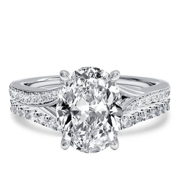 Bridal sets rings - Italo Bypass Oval Created White Sapphire Bridal Set, Italo jewelry - Online Catalog