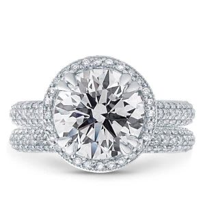 Bridal sets rings - Italo 3 Row Milgrain Halo Created White Sapphire Bridal Set, Italo jewelry - Online Catalog