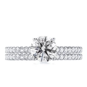 Bridal sets rings - Italo Crown Design Milgrain Created White Sapphire Bridal Set, Italo jewelry - Online Catalog