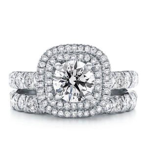 Bridal sets rings - Italo Classic Double Halo Created White Sapphire Bridal Set, Italo jewelry - Online Catalog