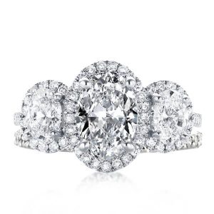 Bridal sets rings - Italo Floral Three Stone Halo Created White Sapphire Bridal Set, Italo jewelry - Online Catalog