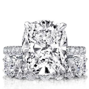 bridal sets - Italo White Sapphire Engagement Ring Set Cushion Cut Ring Set Travel Engagement Ring Set, Italo jewelry - Online Catalog