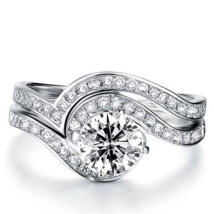 Bridal sets rings - Italo Bypass Created White Sapphire Bridal Set, Italo jewelry - Online Catalog