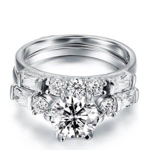 Bridal sets rings - Italo Five Stone Created White Sapphire Bridal Set, Italo jewelry - Online Catalog
