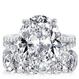 Bridal sets rings - Italo Oval Split Shank Created White Sapphire Bridal Set, Italo jewelry - Online Catalog