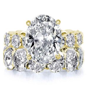Bridal sets rings - Oval Eternity Golden Created White Sapphire Bridal Set, Italo jewelry - Online Catalog