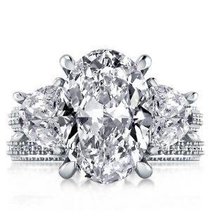 Bridal sets rings - Three Stone Milgrain Crescent Design Bridal Set, Italo jewelry - Online Catalog