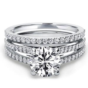Bridal sets rings - Italo Split Shank Created White Sapphire Bridal Set, Italo jewelry - Online Catalog