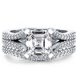 Bridal sets rings - Italo Twist Asscher Created White Sapphire Bridal Set, Italo jewelry - Online Catalog