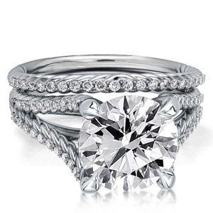 Bridal sets rings - Italo Split Shank Rope Design Created White Sapphire Bridal Set, Italo jewelry - Online Catalog