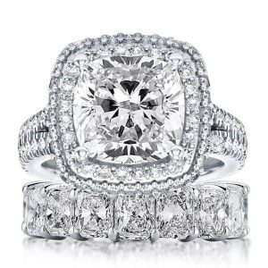 Bridal sets rings - Italo Halo Split Shank Created White Sapphire Bridal Set, Italo jewelry - Online Catalog