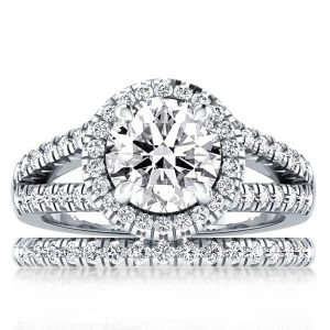 Bridal sets rings - Halo Split Shank Bridal Set (2.96 CT. TW.), Italo jewelry - Online Catalog