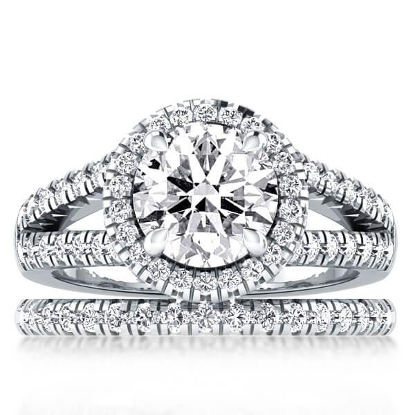 Bridal sets rings - Halo Split Shank Bridal Set (2.96 CT. TW.), Italo jewelry - Online Catalog