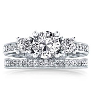 Bridal sets rings - Three Stone Created White Sapphire Bridal Set (2.36 CT. TW.), Italo jewelry - Online Catalog
