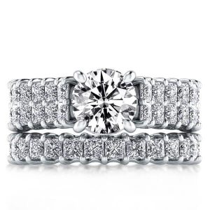 Bridal sets rings - Italo Two Row Princess Created White Sapphire Bridal Set, Italo jewelry - Online Catalog