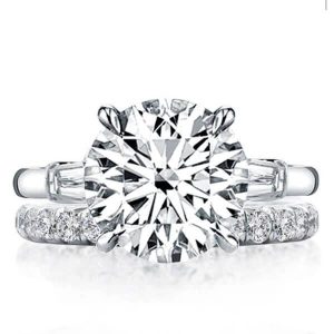 Bridal sets rings - Italo Three Stone Created White Sapphire Bridal Set, Italo jewelry - Online Catalog