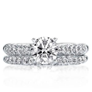 Bridal sets rings - Pave Setting Created White Sapphire Bridal Set (2.56 CT. TW.), Italo jewelry - Online Catalog