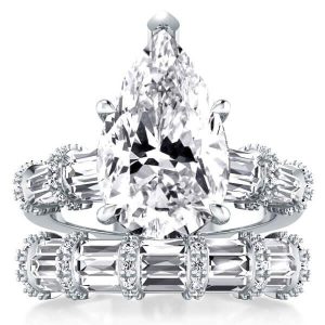 Bridal sets rings - Solitaire Ribbon Design Pear Bridal Set (9.00 CT. TW.), Italo jewelry - Online Catalog