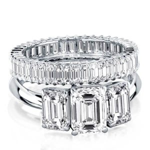 Bridal sets rings - Solitaire Eternity Three Stone Emerald Bridal Set, Italo jewelry - Online Catalog