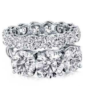 Bridal sets rings - Italo Three Stone Engagement Rings Sets In 925 Sterling Silver, Italo jewelry - Online Catalog