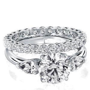 Bridal sets rings - Solitaire Eternity Three Stone Bridal Set(4.45 CT. TW.), Italo jewelry - Online Catalog
