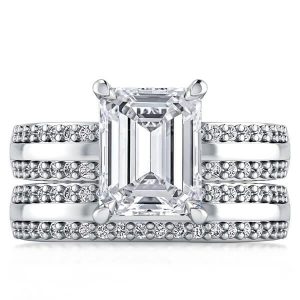 Bridal sets rings - Classic Two Row Created White Sapphire Bridal Set (4.24 CT. TW.), Italo jewelry - Online Catalog