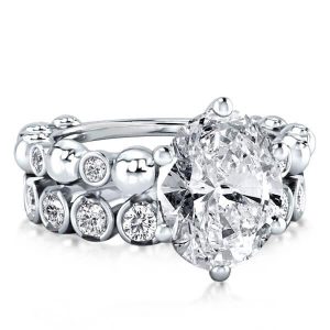 Bridal sets rings - Half Bezel Created White Sapphire Bridal Set (4.68 CT. TW.), Italo jewelry - Online Catalog