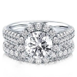 Bridal sets rings - Halo Triple Row Created White Sapphire Bridal Set (1.81CT. TW.), Italo jewelry - Online Catalog