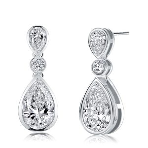 Earrings - Bezel Setting Pear Cut Drop Earrings For Women, Apparel & Accessories, Italo jewelry - Online Catalog