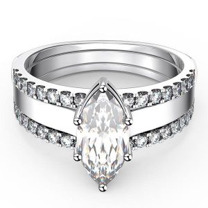 bridal sets - Italo Embedded Marquise Created White Sapphire 3PC Wedding Set, Italo jewelry - Online Catalog