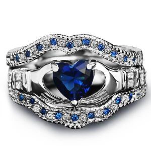 3pc wedding sets - Italo Claddagh Created Sapphire 3PC Wedding Set, Italo jewelry - Online Catalog