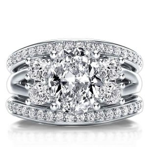 3pc wedding sets rings - Italo Five Stone Oval Created White Sapphire 3PC Wedding Set, Italo jewelry - Online Catalog
