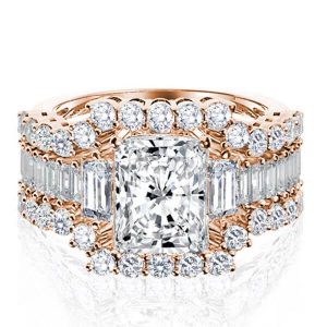 3pc wedding sets rings - Italo Three Stone Created White Sapphire 3PC Wedding Set, Italo jewelry - Online Catalog