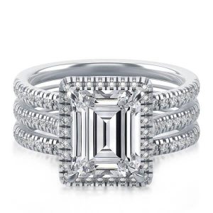 Bridal sets rings - Italo Classic Halo Created White Sapphire 3PC Wedding Set, Italo jewelry - Online Catalog