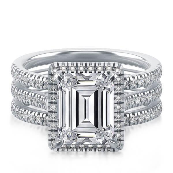Bridal sets rings - Italo Classic Halo Created White Sapphire 3PC Wedding Set, Italo jewelry - Online Catalog