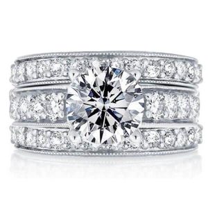 3pc wedding sets rings - Classic Pave Setting 3PC Wedding Set, Italo jewelry - Online Catalog